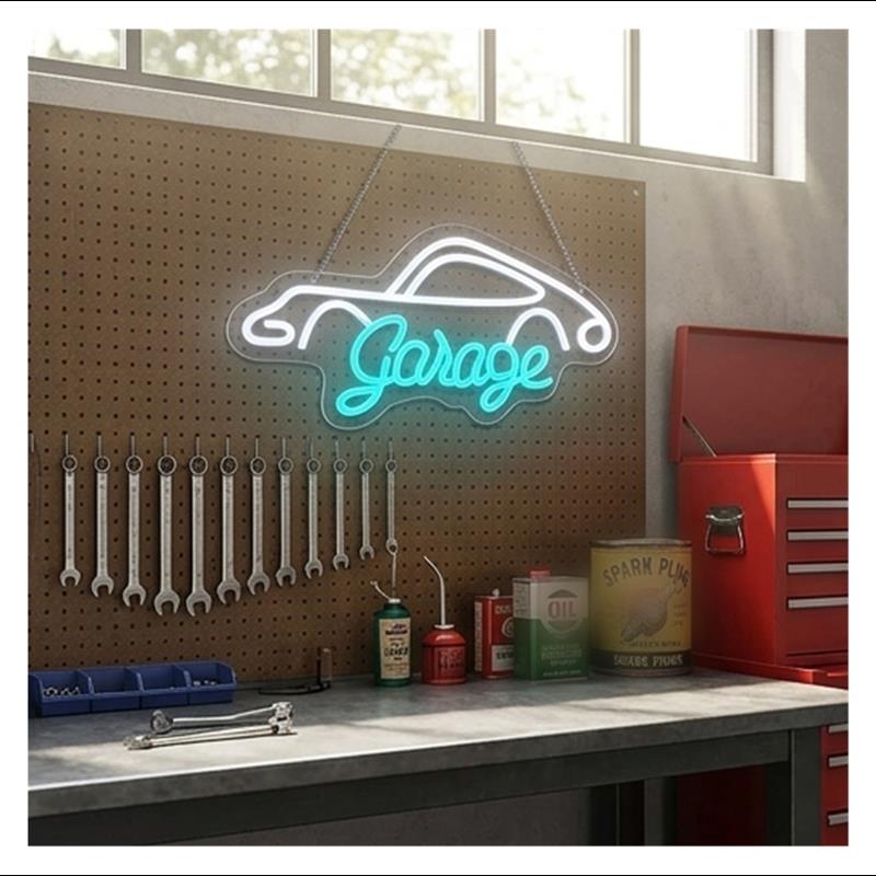 Garage Neon Sign LED Light Dim - огляд і ціна Workshop Tools Wallpaper
