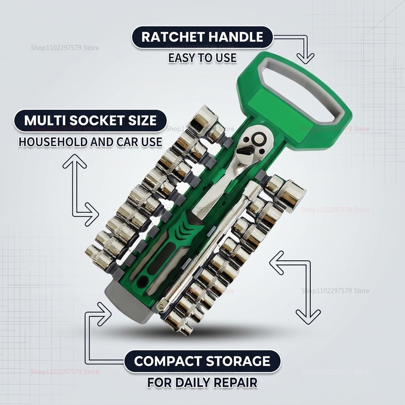 1/4 3/8 Inch Ratchet Socket Se - огляд і ціна Car Workshop Tools Kit