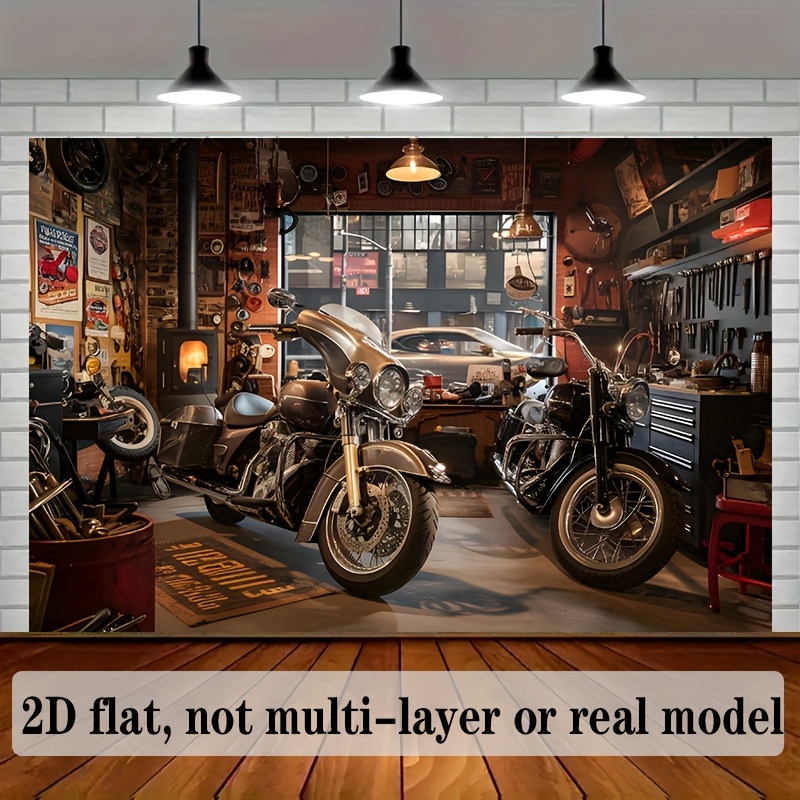 Motorcycle Garage Tapestry Cla - огляд і ціна Workshop Tools Hanging