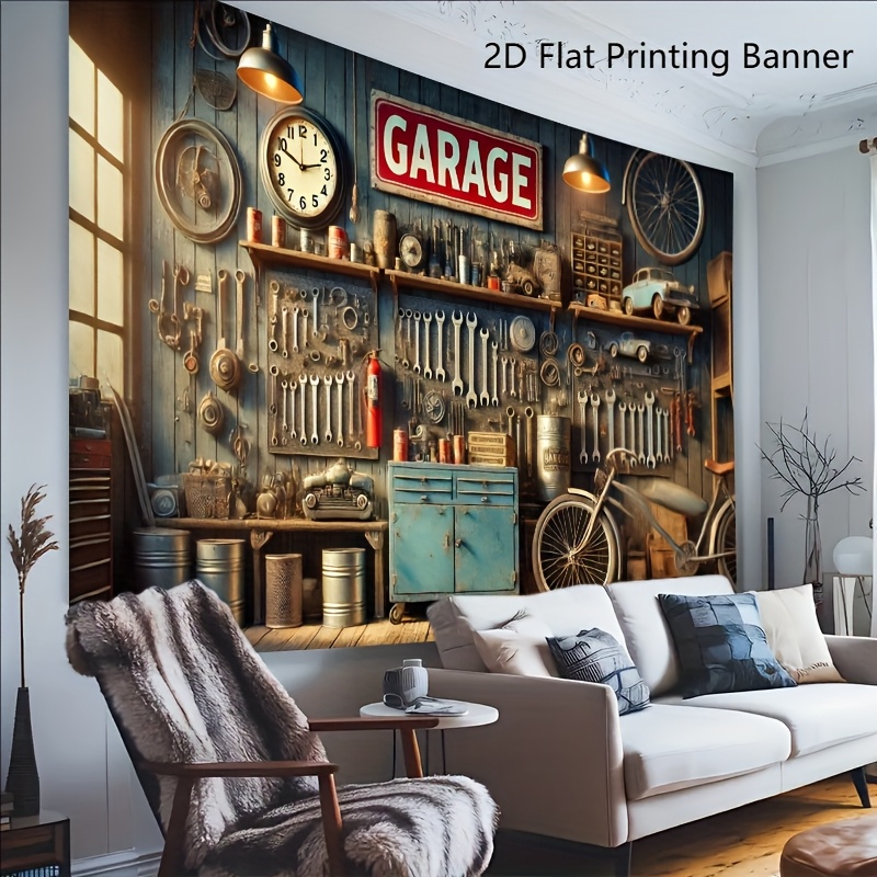 Industrial Garage Backdrop Ban - огляд і ціна Workshop Tools Wallpaper