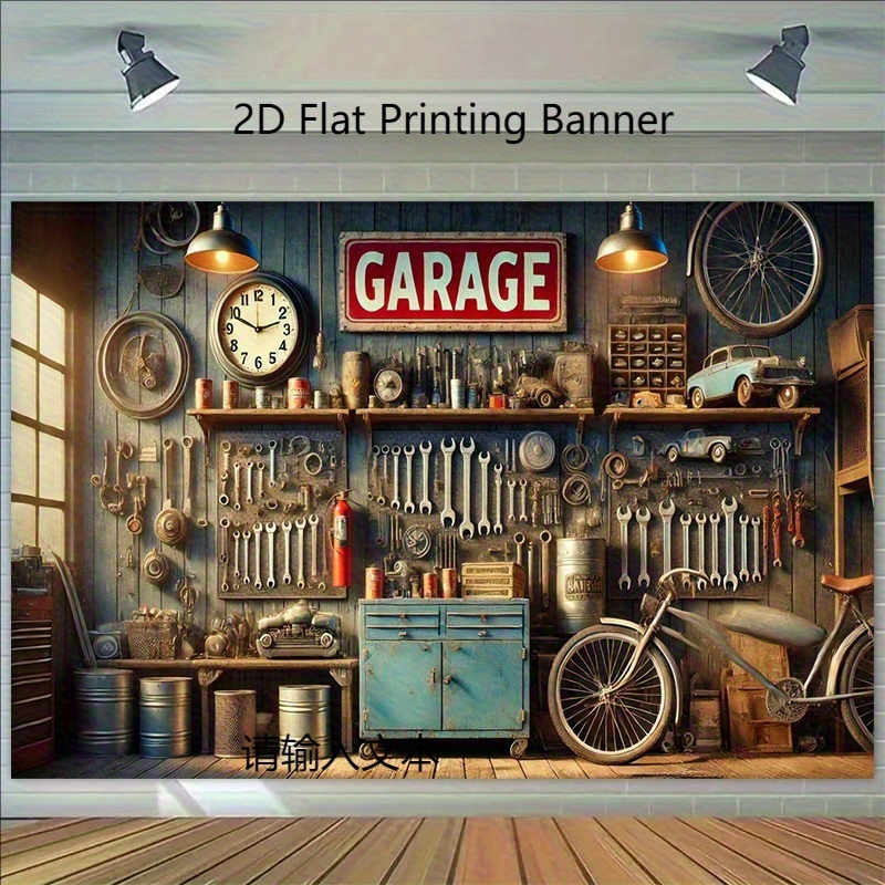 Industrial Garage Backdrop Ban - огляд і ціна Workshop Tools Wallpaper