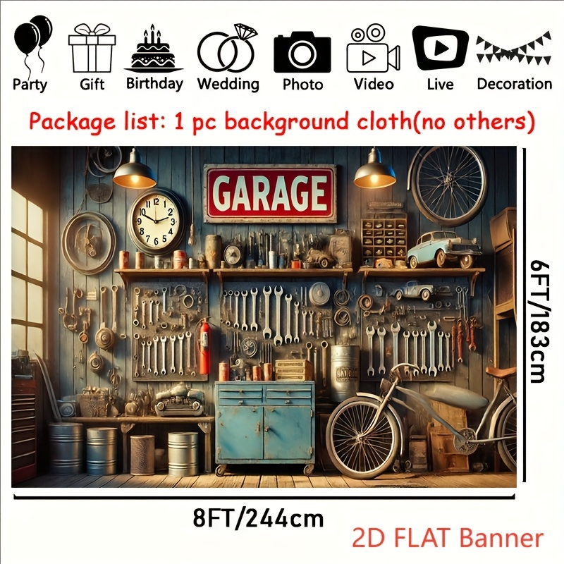Industrial Garage Backdrop Ban - огляд і ціна Workshop Tools Wallpaper